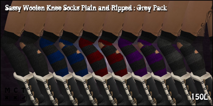 [Sassy Kitty Designs] Sassy Woolen Knee Socks Grey Pack