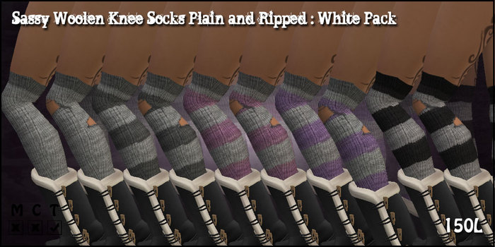 [Sassy Kitty Designs] Sassy Woolen Knee Socks White Pack
