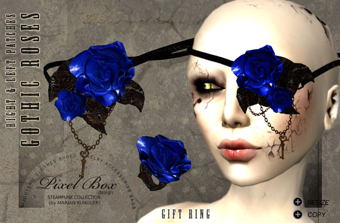 PIXEL BOX - Patch Gothic Roses BLUE (box)