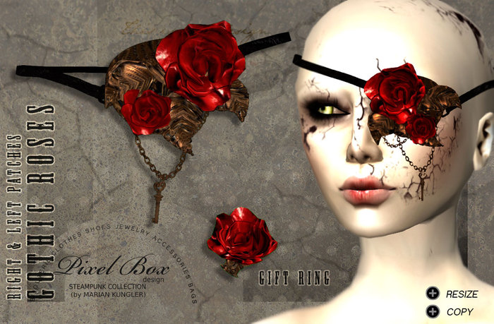 HOLIDAY SALE PIXEL BOX - Patch Gothic Roses RED