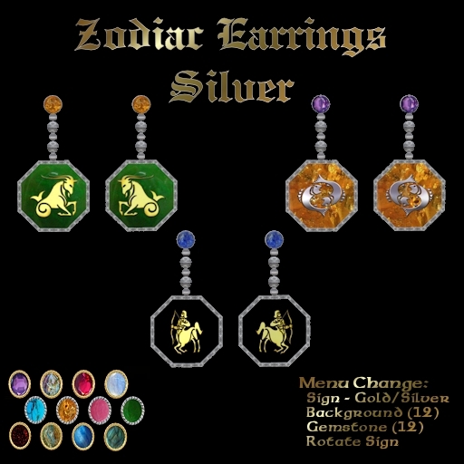 Ashira's Zodiac Earrings - Silver
