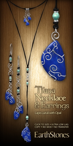 EarthStones Ti'ana Necklace & Earring Set - Lapis (BOX)