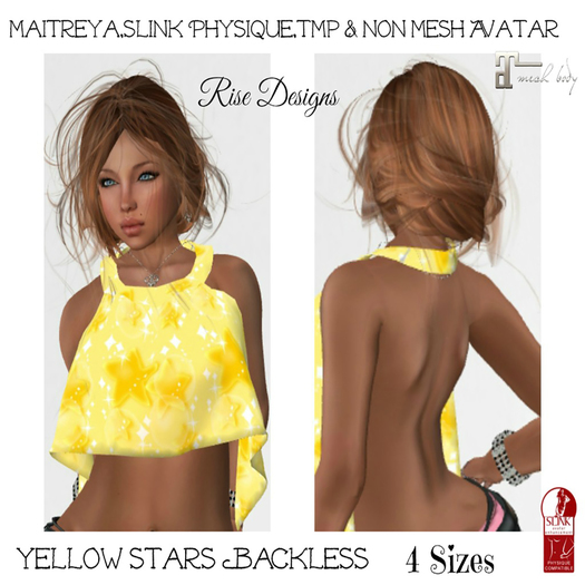 Yellow Stars Backless Top Rise Designs