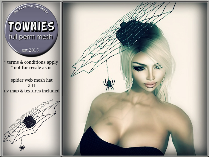 Townies FULL PERM Mesh Spider Web Mesh Hat Halloween