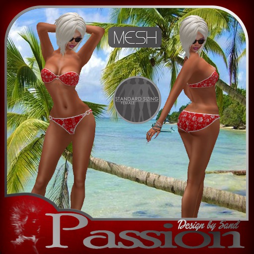sand bikini "lena"hibiscus red