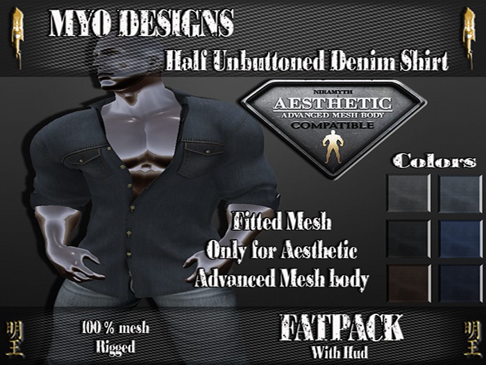 *MD*Aesthetic Denim Half Unbuttoned Shirt