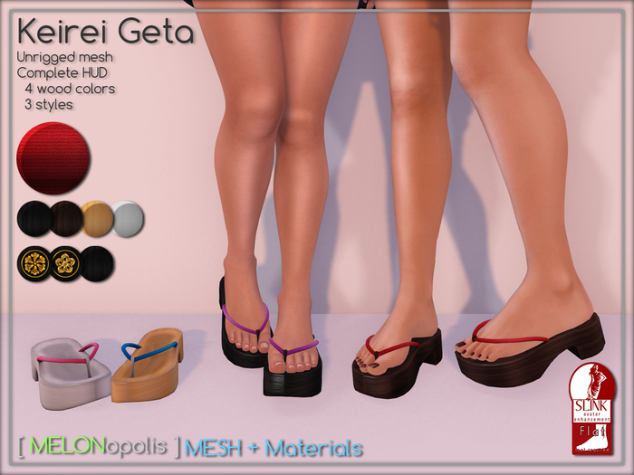 [M] Keirei Geta // Red [Made for Slink Flat Feet]