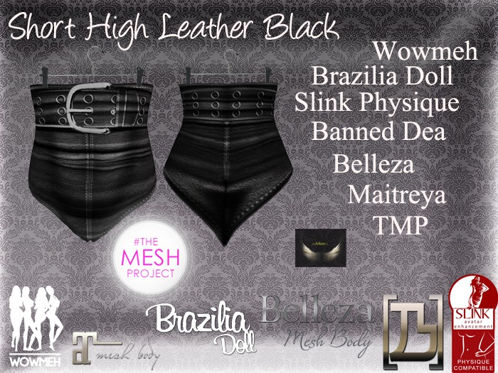 .::Arkan::. Shorts High Sexy Black Leather