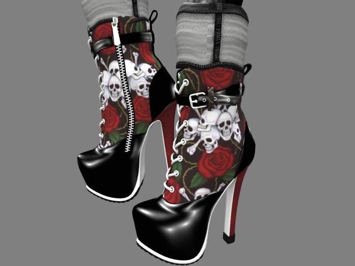 TWISTed SKULL ROSE ankle boots (drop to unpack)