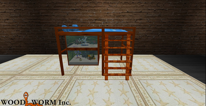 Loft bed with aquarium