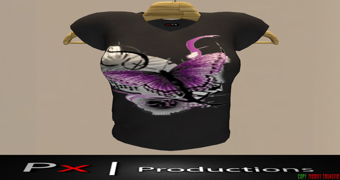Mesh Ladies Tee Purple Butterfly (Grey)