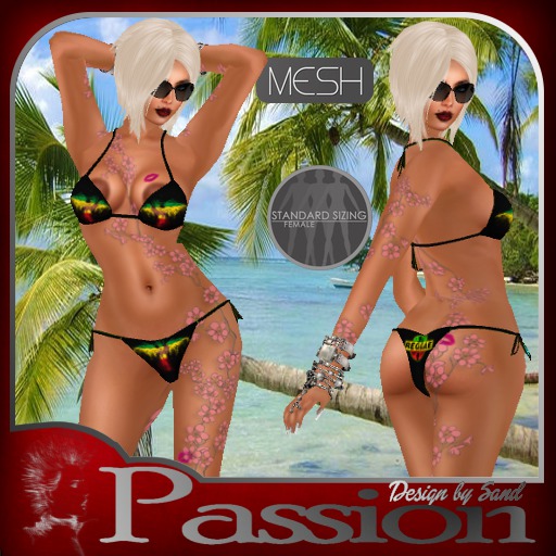 Sand Bikini"ana luisa"Top and Bottom rasta black