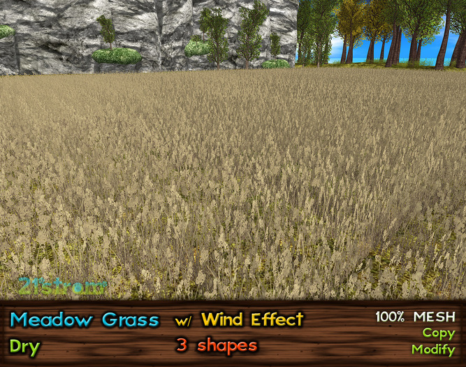 21strom Meadow Grass DRY with Wind Effect - Natural Autumn Lawn