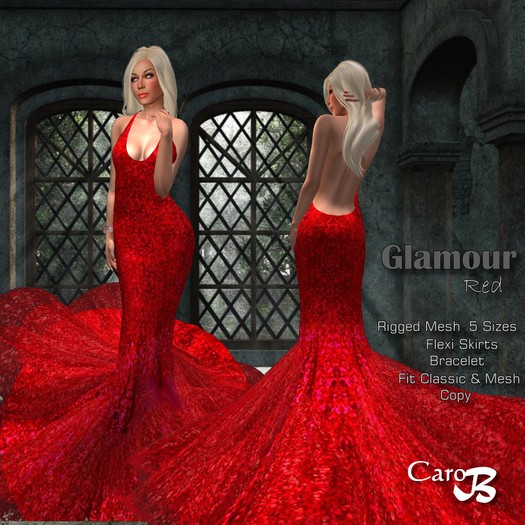 CaroB GLAMOUR RED dress long 