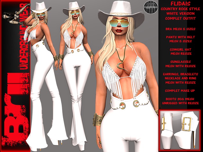 **FLIDAIS WHITE VERSION ROCK COUNTRY STYLE COMPLET OUTFIT **