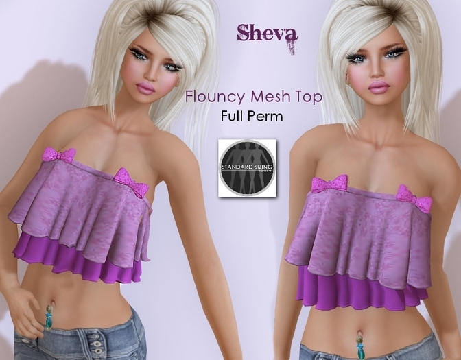 ***Sheva*** Flouncy Mesh Top Template Full Perm * Rigged Mesh *