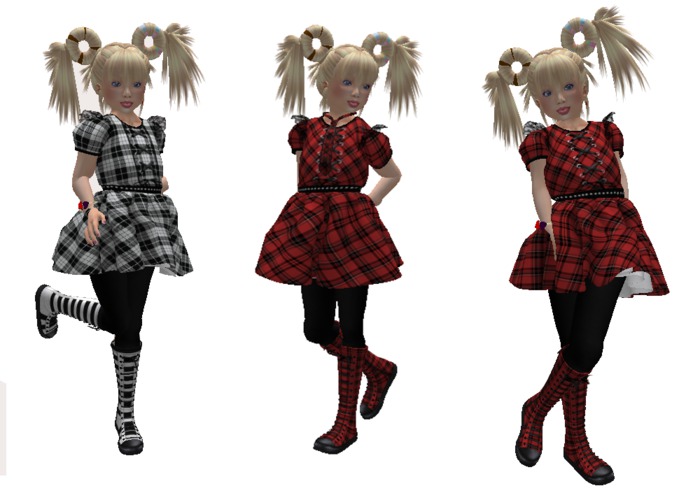 LITTLE GILR GOTHIC OUTFIT - RED & BLACK