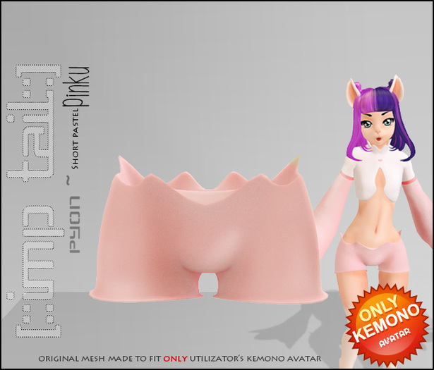 [IMP TAIL] Pyon ~ pinku pastel short (Kemono avatar)