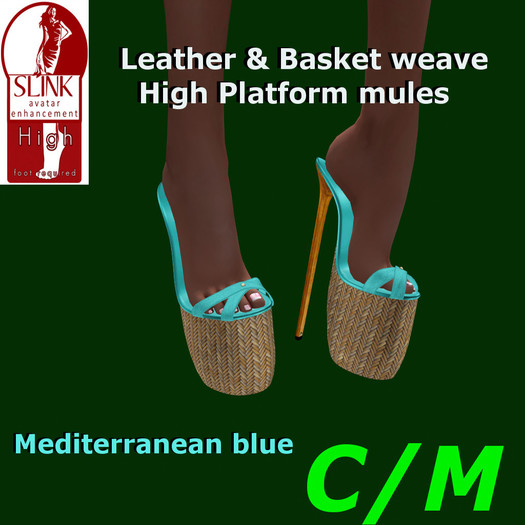 (SM)_Leather & Basket weave Highplatform Mules(MB)