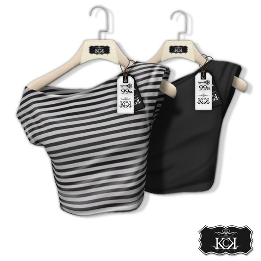 :::KC::: Top Summer Black&Stripes