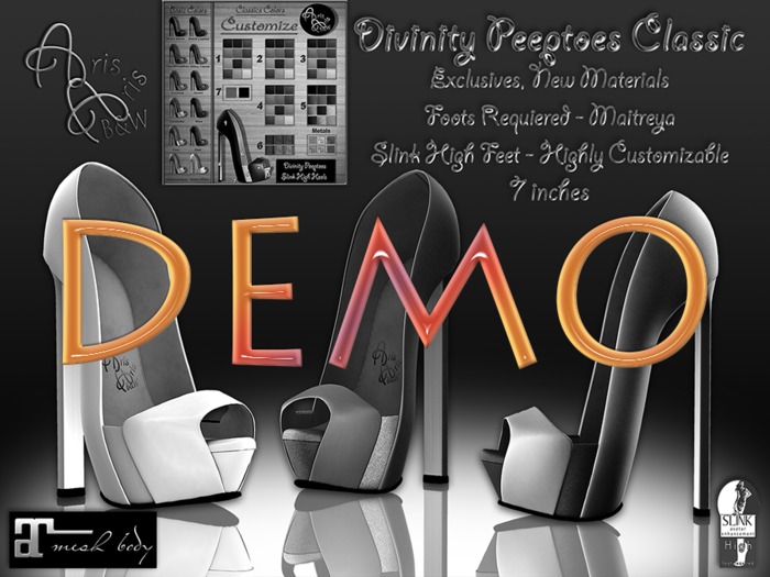 (DEMO) ArisAris ~B&W Divinity Peeptoes Classics~SLINK MAITREYA