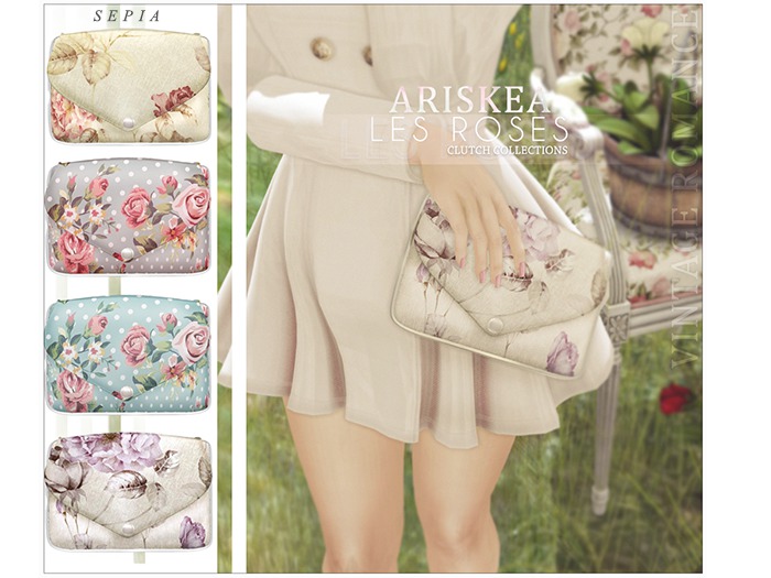 Ariskea [Les Roses] Clutch [Sepia]