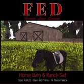 [FED] Horse Ranch Stable w/ Fencing Set Boxed