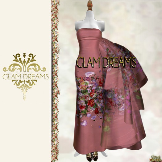 Glam Dreams " Primavera " Flowered Pink Gown Shopping Bag ***