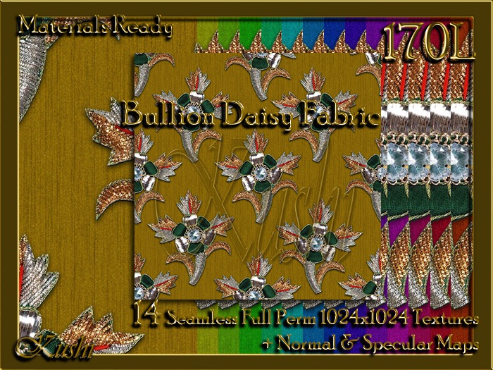 Bullion Daisy Fabric Seamless Textures Materials Ready Full Perms 1024x1024