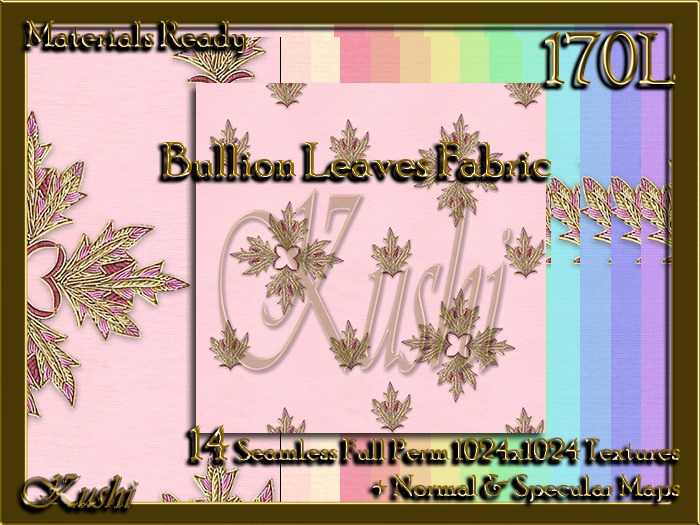 Bullion Leaves Fabric Seamless Textures Materials Ready Full Perms 1024x1024
