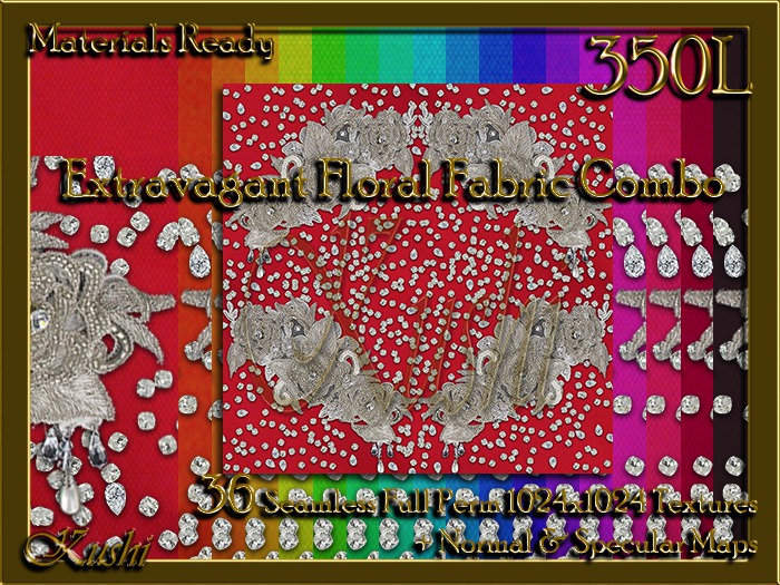 Extravagant Floral Fabric Combo Seamless Textures Materials Ready Full Perms 1024x1024