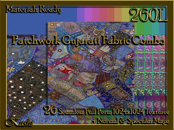 Patchwork Gujarati Fabric Combo Seamless Textures Materials Ready Full Perms 1024x1024