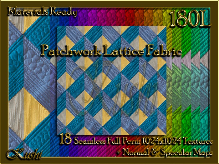 Patchwork Lattice Fabric Seamless Textures Materials Ready Full Perms 1024x1024
