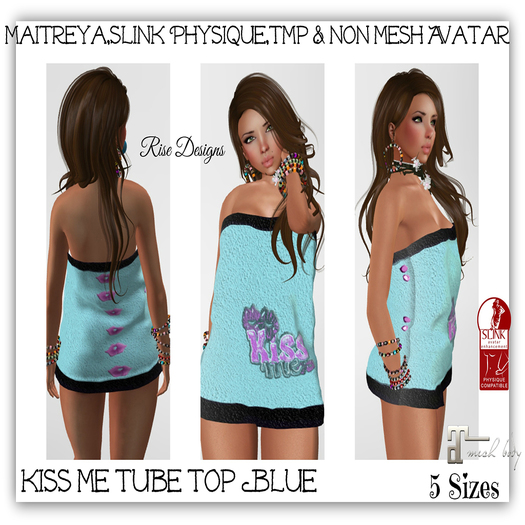 Kiss Me Tube Top Blue Rise Designs