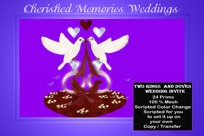 Two Rings and Doves Wedding Invite