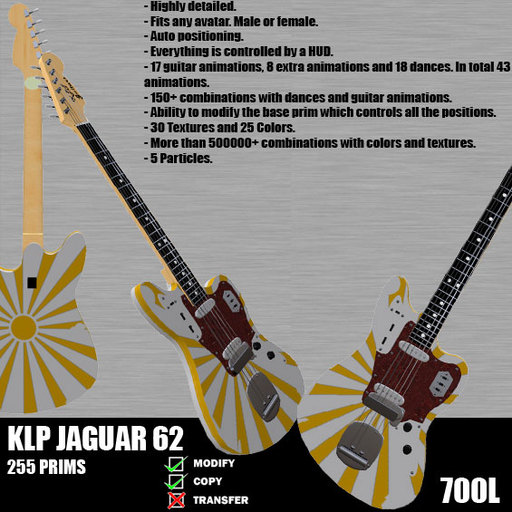 KLP Jaguar 62 Electric Guitar. 43 Animations, Hud, Auto Position, 30 TEXTURES, GUITARS IBANEZ FENDER