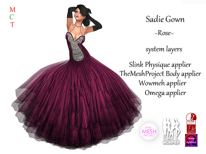 Second Life Marketplace - Sadie Corset Gown - Rose (Includes  TheMeshProject, WowMeh & Physique appliers)