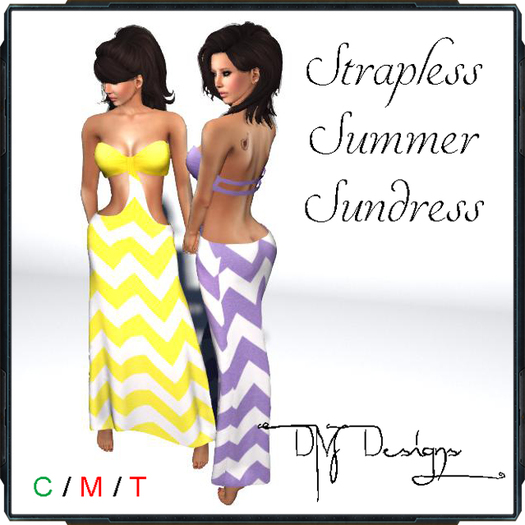 .::DM::. Strapless Summer Sundress - DK BROWN TAN CHEVRON