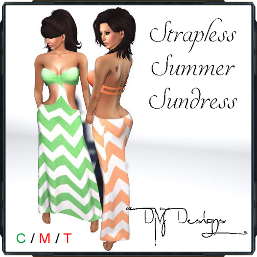 .::DM::. Strapless Summer Sundress - GREEN CHEVRON