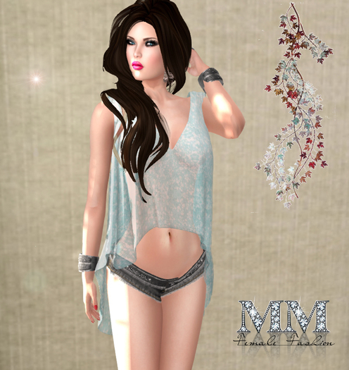 M&M-KAIJA BLOUSE AND SHORT BLUE MESH