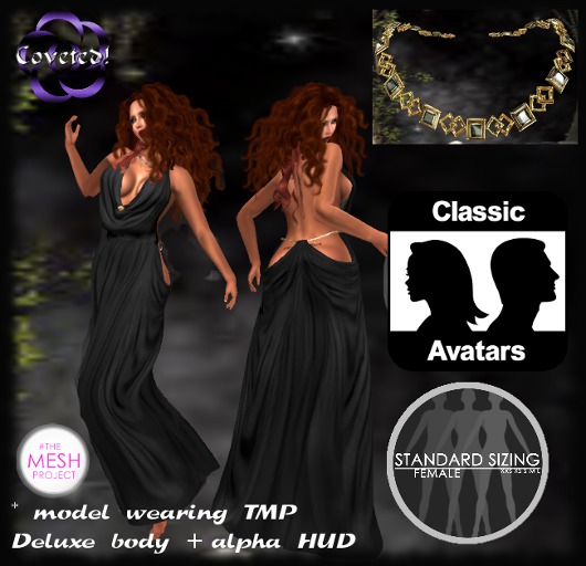 BLACK GOLD Draped Gown + Necklace