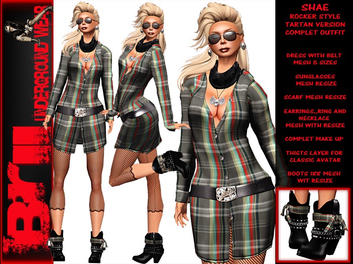 **SHAE TARTAN VERSION ROCKER STYLE COMPLET OUTFIT **