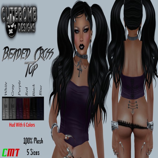 CuteBomb Beaded Cross Top *attach n accept*