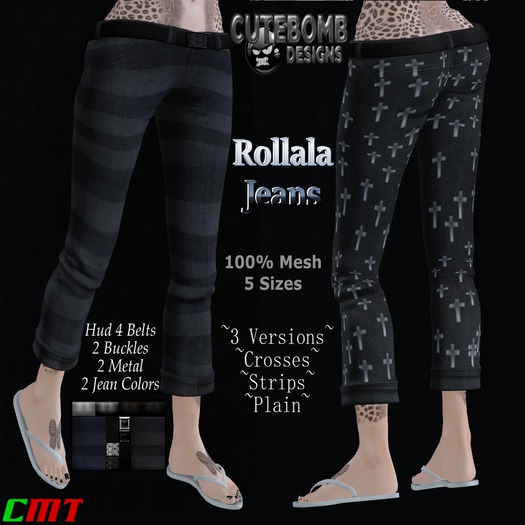 CuteBomb Rollala Jeans (Strips) *WEAR*