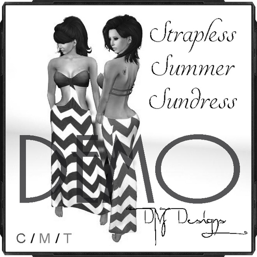 .::DM::. Strapless Summer Sundress - DK BROWN TAN CHEVRON