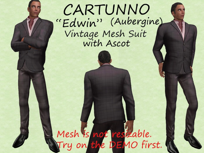 Second Life Marketplace - Edwin Vintage Suit (Aubergine)
