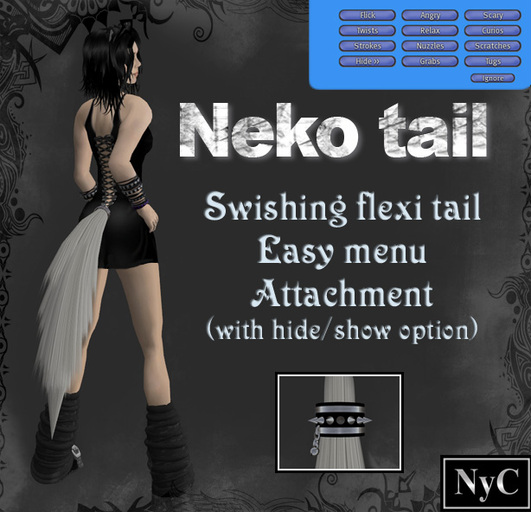neko (fox) tail with menu - gray 2