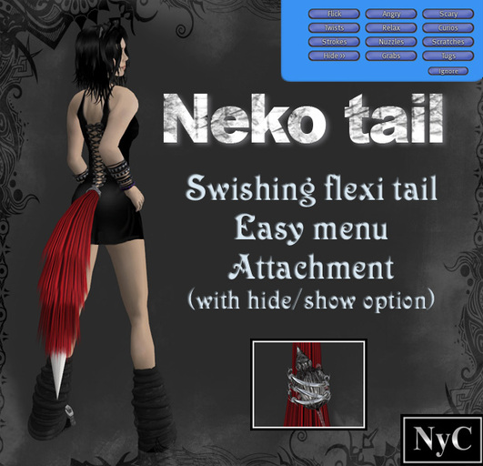 neko (fox) tail with menu - red & white 3