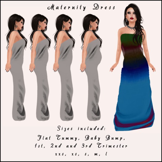 Blue Rainbow Maternity Gown