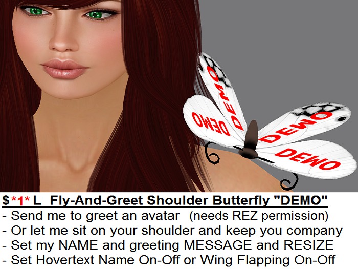Fly-And-Greet Pet Butterfly "DEMO"